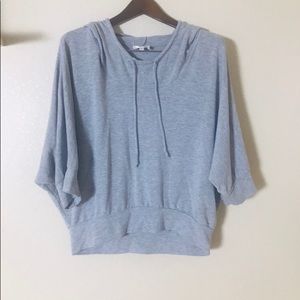 🛍Gray Crop Hoodie Top Shirt